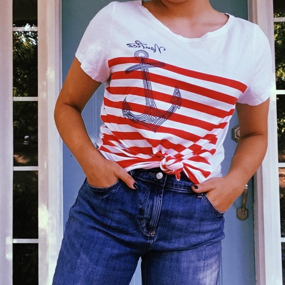Nautica Red & White Striped T-shirt - Picture 2 of 5